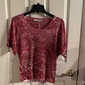 Maurices Red and White Patterned Blouse